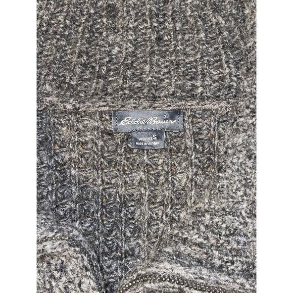 Womens Eddie Bauer Dark Gray‎ Chunky Knit Lambs Wool Camel Hair Cozy Sweater S - Picture 2 of 7